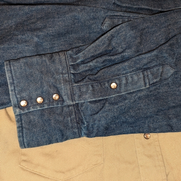 Vintage Drysdales Two Tone Denim Western Shirt Men size XL Button up pearl snap - Picture 6 of 6